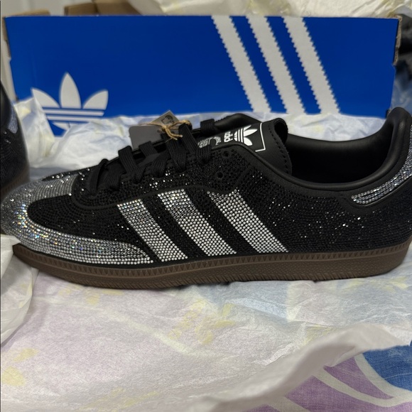 Adidas Samba Women's Black and Silver Rhinestones 8.5 Sneakers - Picture 6 of 7